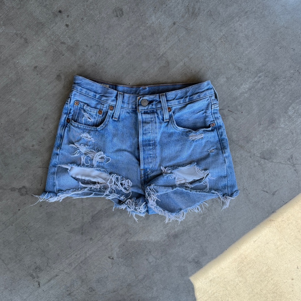 Levi's Light Blue Distressed Jean Shorts